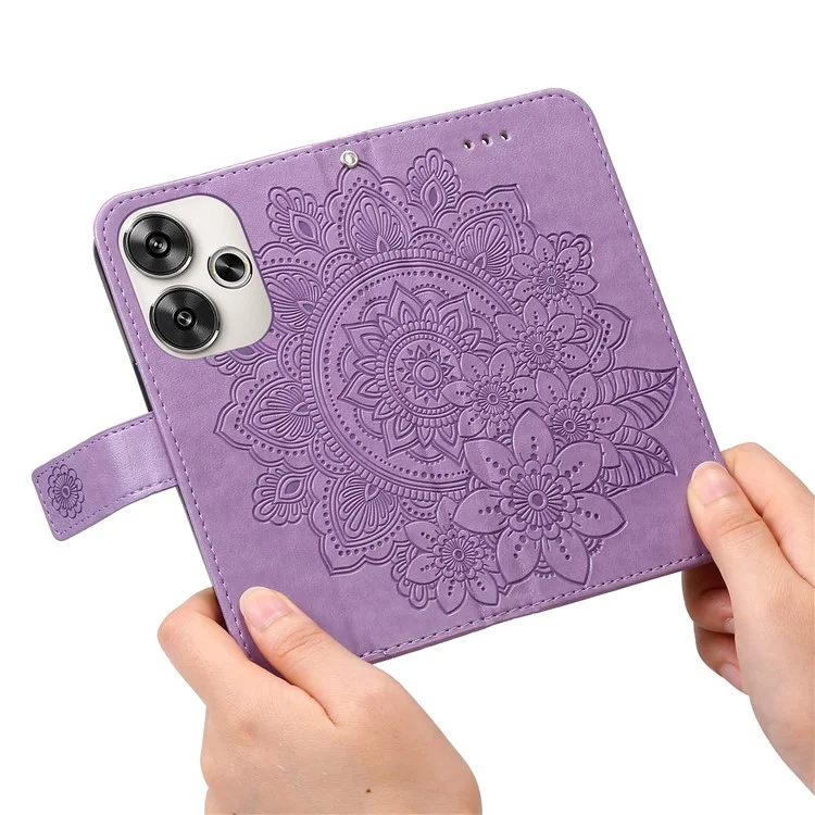Pour Xiaomi Redmi Turbo 3 5G / Poco F6 5G Etui en cuir PU Housse de téléphone Motif floral - Violet