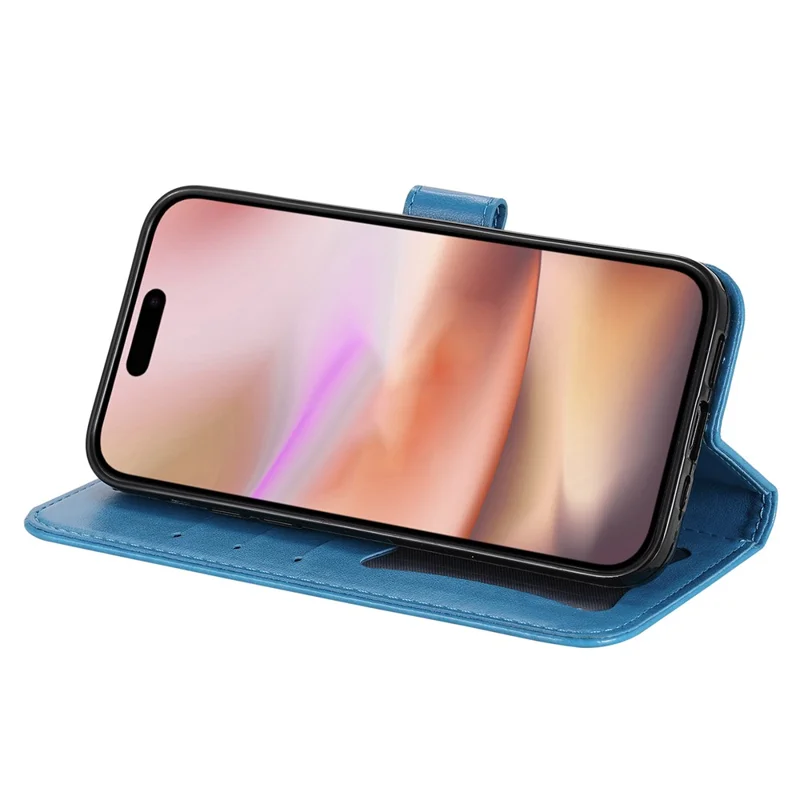 For iPhone 16 Plus Case Floral Pattern PU Leather Wallet Stand Phone Cover - Blue
