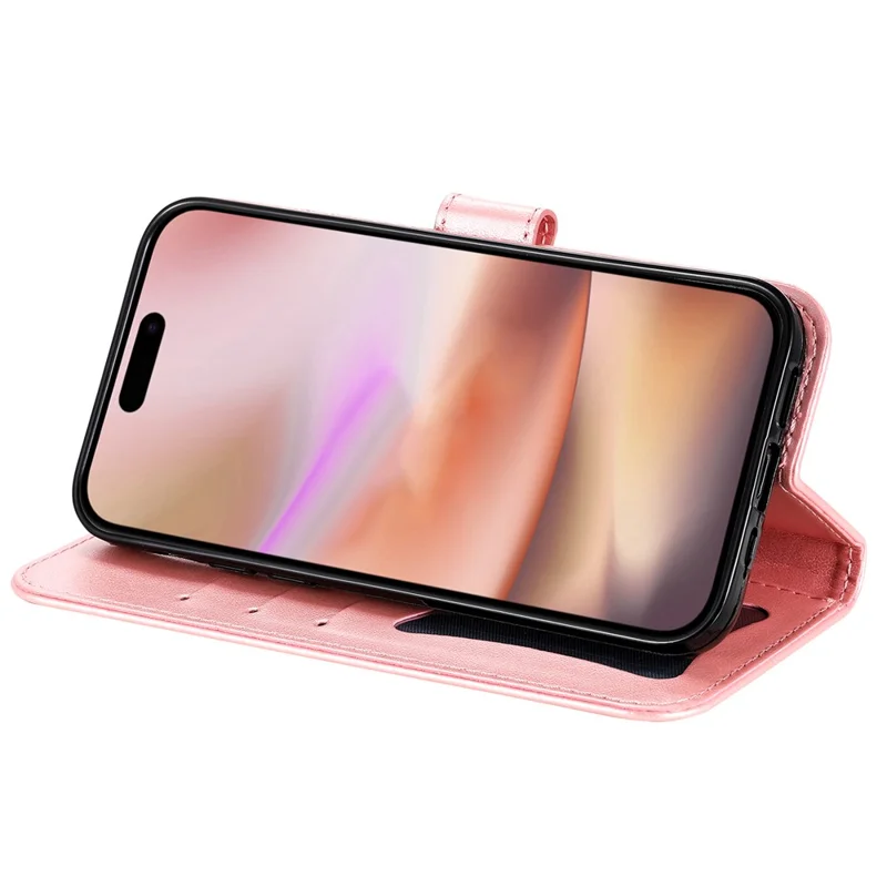 For iPhone 16 Plus Case Floral Pattern PU Leather Wallet Stand Phone Cover - Pink