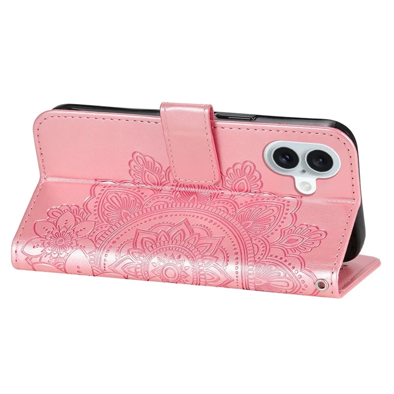 For iPhone 16 Plus Case Floral Pattern PU Leather Wallet Stand Phone Cover - Pink