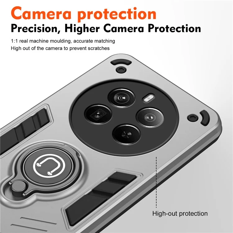 For Realme 12 Pro 5G / 12 Pro+ 5G Case PC+TPU Phone Cover with Ring Kickstand - Grey