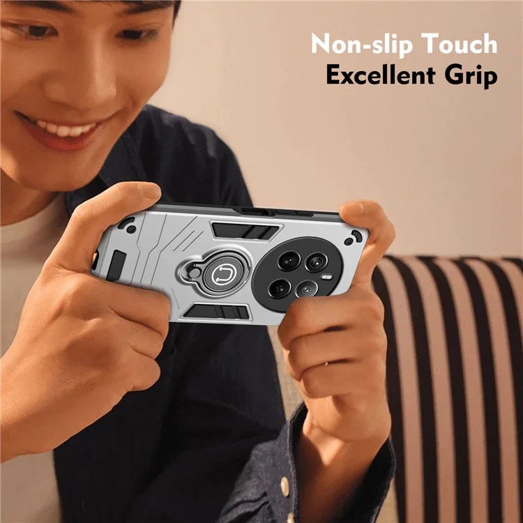 For Realme 12 Pro 5G / 12 Pro+ 5G Case PC+TPU Phone Cover with Ring Kickstand - Grey