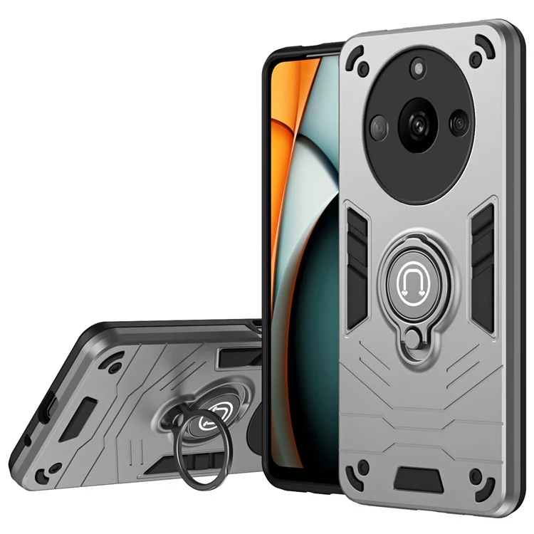 Per Realme Narzo 60 5G Case PC+TPU Supporto per supporto per telefono Copertura supporto magnetica per auto - Grigio