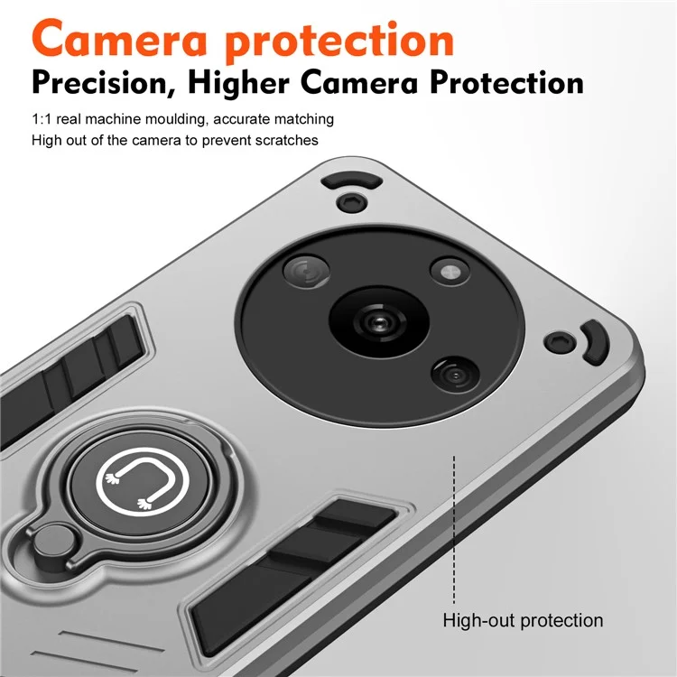 Per Realme Narzo 60 5G Case PC+TPU Supporto per supporto per telefono Copertura supporto magnetica per auto - Grigio