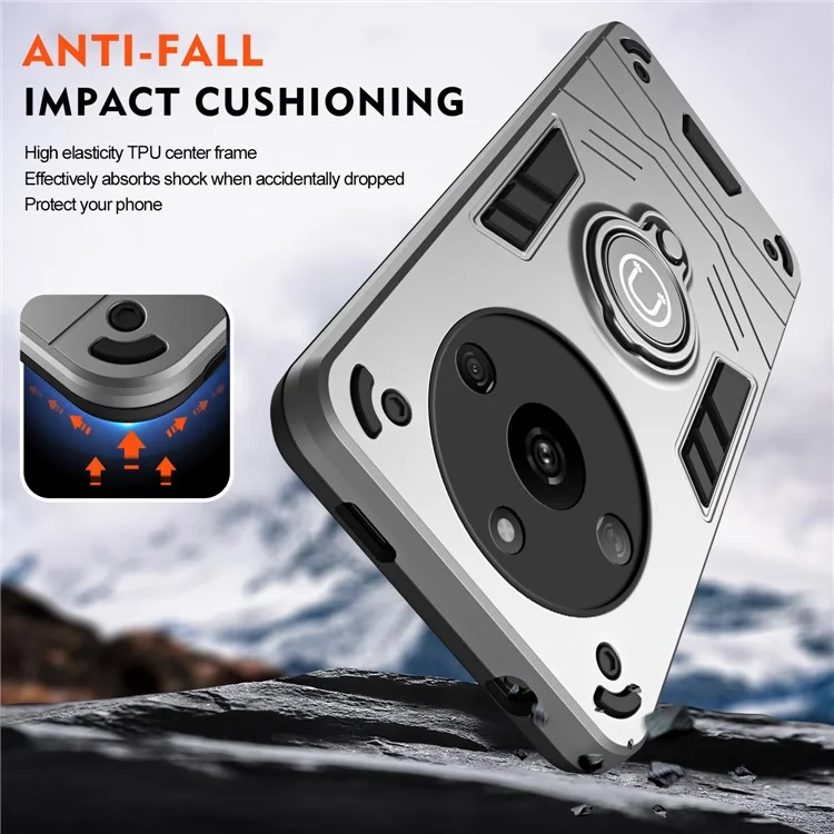 Per Realme Narzo 60 5G Case PC+TPU Supporto per supporto per telefono Copertura supporto magnetica per auto - Grigio