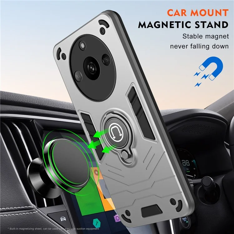 Per Realme Narzo 60 5G Case PC+TPU Supporto per supporto per telefono Copertura supporto magnetica per auto - Grigio