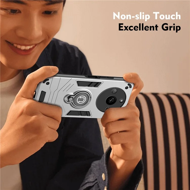 Per Realme Narzo 60 5G Case PC+TPU Supporto per supporto per telefono Copertura supporto magnetica per auto - Grigio