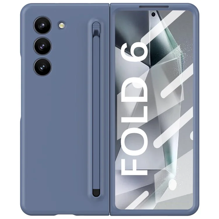 Para Samsung Galaxy Z Fold6 5G Case Shockproof Phone Cover with Stylus / Tempered Glass Film - Blue+Blue Stylus