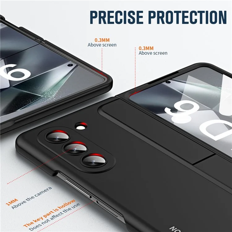 Per Samsung Galaxy Z Fold6 5G Case Hidden Kickstand Hard PC Phone Cover con Screen Film / Stylus - Nero