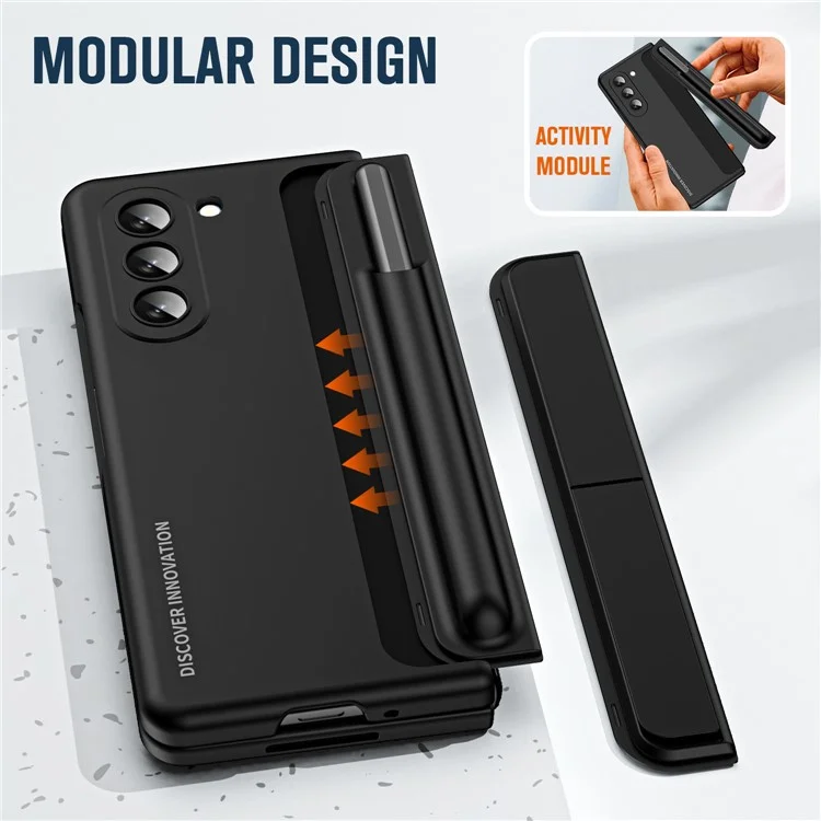 Per Samsung Galaxy Z Fold6 5G Case Hidden Kickstand Hard PC Phone Cover con Screen Film / Stylus - Nero