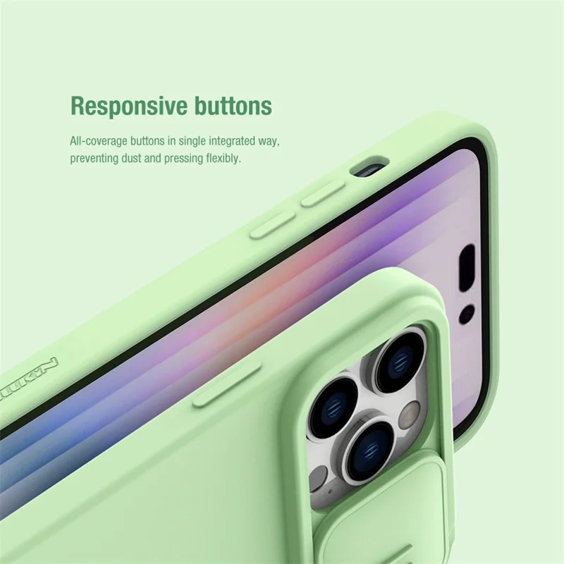 NILLKIN For iPhone 14 Pro Max Magnetic Absorption Phone Cover PC + Silicone Slide Camera Protection Case Compatible with MagSafe - Black
