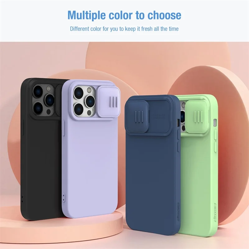 NILLKIN For iPhone 14 Pro Max Magnetic Absorption Phone Cover PC + Silicone Slide Camera Protection Case Compatible with MagSafe - Black