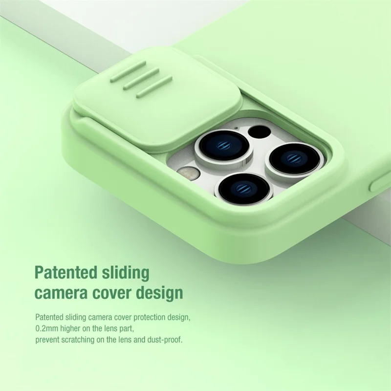 NILLKIN For iPhone 14 Pro Max Magnetic Absorption Phone Cover PC + Silicone Slide Camera Protection Case Compatible with MagSafe - Black