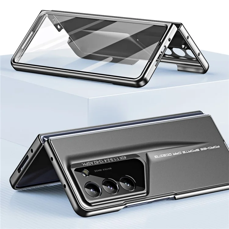 918 Series for Samsung Galaxy Z Fold6 5G Case PC Hard Phone Cover with Tempered Glass Film / Stylus - Black
