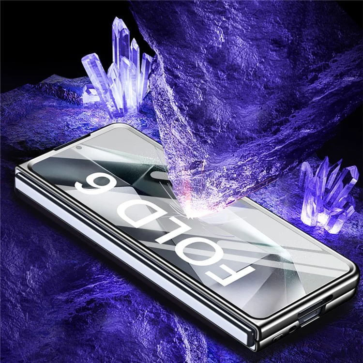918 Series for Samsung Galaxy Z Fold6 5G Case PC Hard Phone Cover with Tempered Glass Film / Stylus - Black