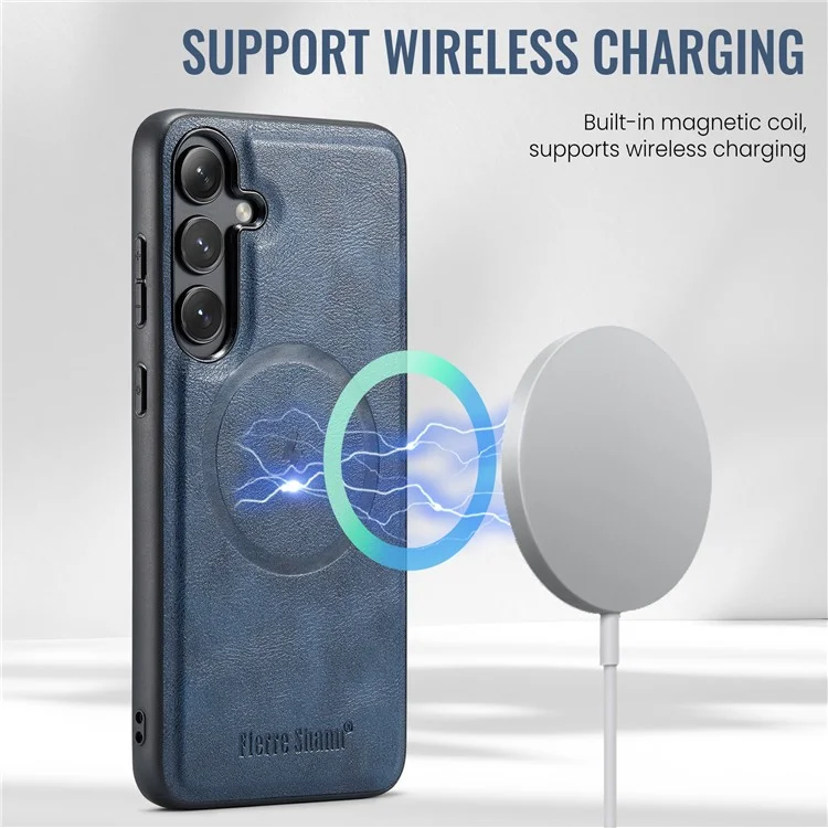 FIERRE SHANN 025 Style For Samsung Galaxy S24 Case PU+TPU Phone Cover Compatible with MagSafe Charging - Azul