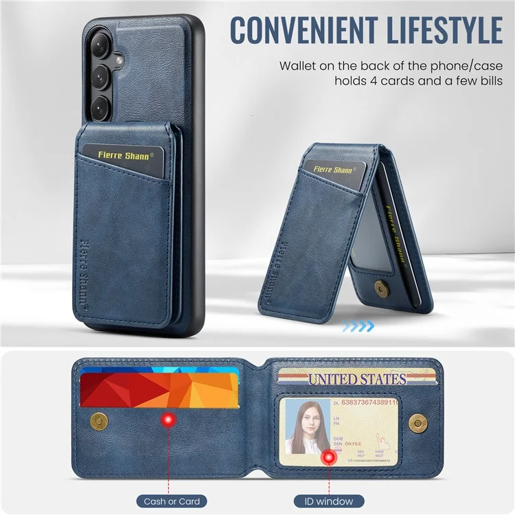 FIERRE SHANN 025 Style For Samsung Galaxy S24 Case PU+TPU Phone Cover Compatible with MagSafe Charging - Azul