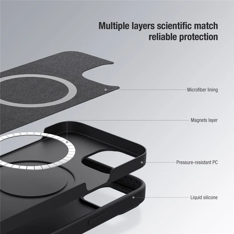NILLKIN Magnetisches Gehäuse für iPhone 14 Plus, Slide Camera Protection PC + Silikonhülle kompatibel mit MagSafe - Grün