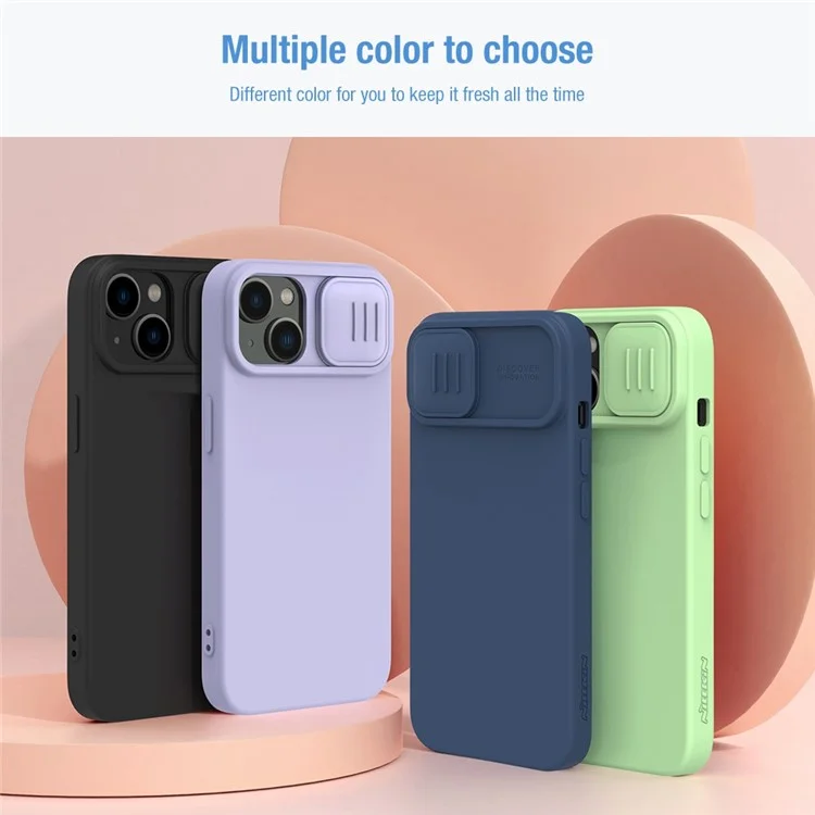 NILLKIN Magnetic Case for iPhone 14 Plus, Slide Camera Protection PC + Silicone Phone Cover Compatible with MagSafe - Purple