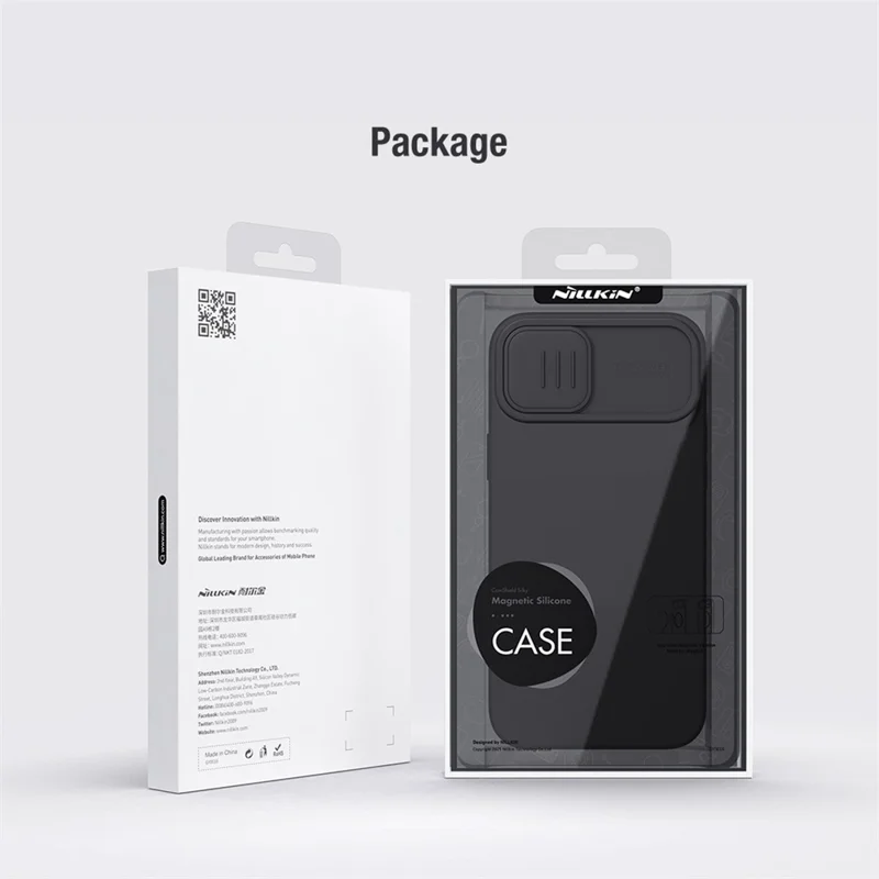 Capa Magnética NILLKIN para iPhone 14 Plus, Proteção de Câmara Deslizante em PC + Capa para Telemóvel em Silicone Compatível com MagSafe - Preto