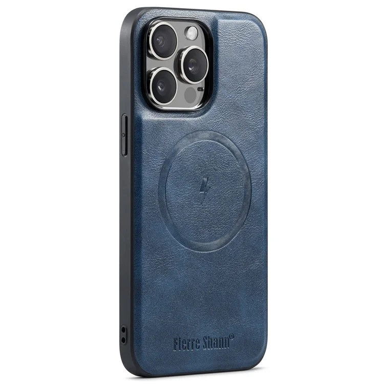 FIERRE SHANN 025 Style For iPhone 14 Pro Case Leather 2 in 1 Détachable Back Cover - Bleu