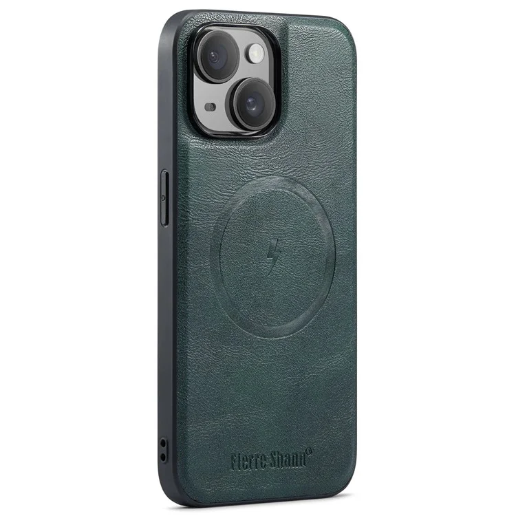 FIERRE SHANN 025 Style For iPhone 14 Case Leather+TPU Kickstand Phone Cover Detachable 2-in-1 - Verde