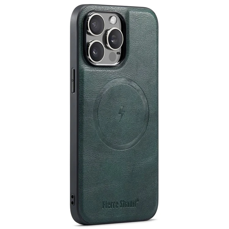 FIERRE SHANN 025 Style For iPhone 13 Pro Max Case Card Holder PU+TPU Phone Cover with Kickstand - Verde