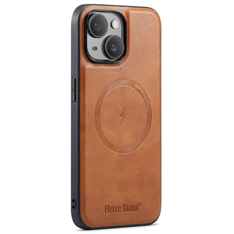 FIERRE SHANN 025 Style For iPhone 13 Detachable Case Leather+TPU Phone Cover RFID Blocking - Brown