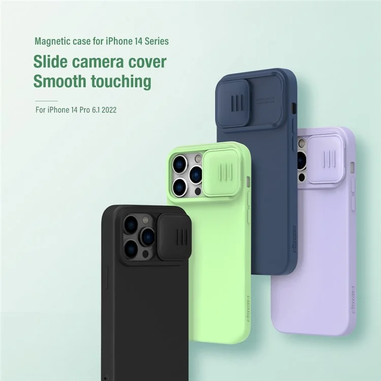 NILLKIN For iPhone 14 Pro 6.1 inch Slide Camera Cover PC + Silicone Anti-drop Phone Case Compatible with MagSafe - Blue