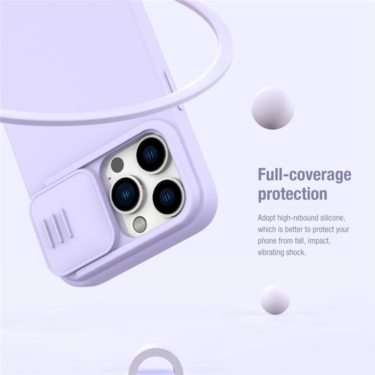 NILLKIN For iPhone 14 Pro 6.1 inch Slide Camera Cover PC + Silicone Anti-drop Phone Case Compatible with MagSafe - Blue