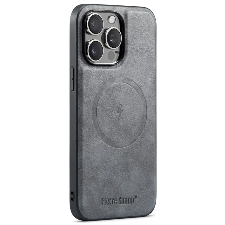 FIERRE SHANN 025 Style For iPhone 12 Pro Max Funda de Cuero+TPU Funda de Teléfono RFID Bloqueo 4 Ranuras para Tarjetas - Gris