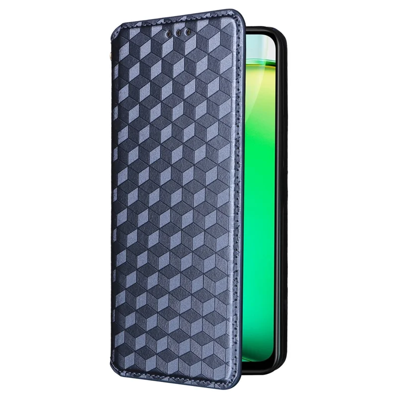 For vivo Y28 4G Magnetic Absorption Case Rhombus Leather Phone Cover - Blue