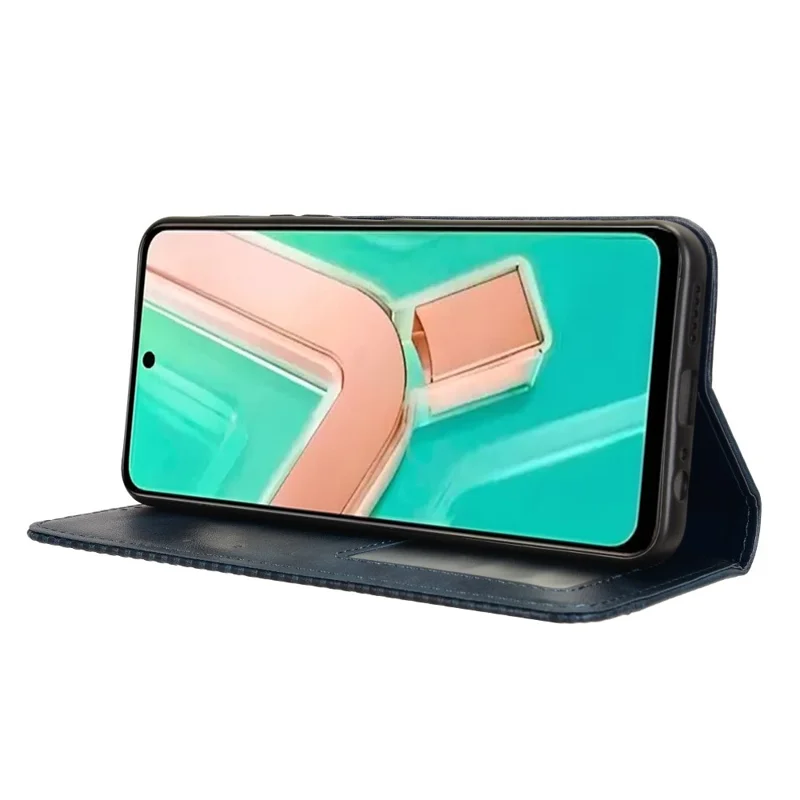 För vivo Y28 4G fodral PU-läder Retro magnetisk stängning smällskyddat mobilhölse - Blå