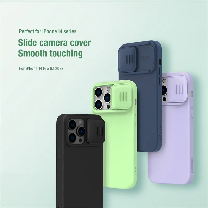 NILLKIN For iPhone 14 Pro 6.1 inch Slide Camera Protection Phone Case Anti-scratch PC + Silicone Cover - Black