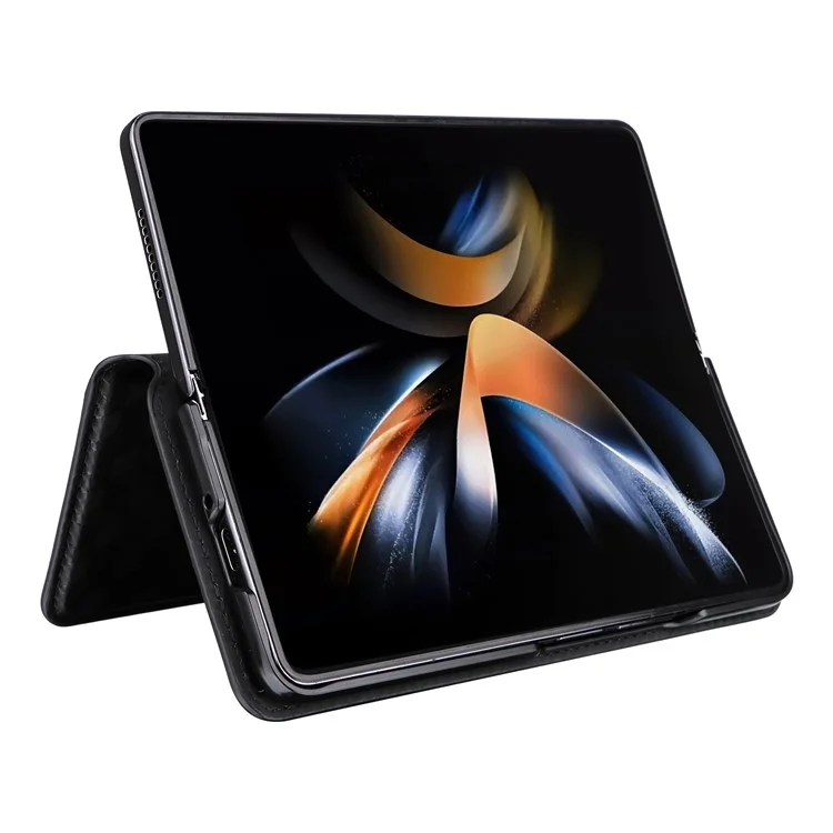 For Samsung Galaxy Z Fold6 5G Case Wallet PU Leather Phone Cover Rhombus Imprinted - Black