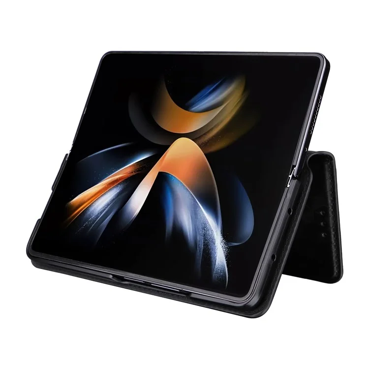 For Samsung Galaxy Z Fold6 5G Case Wallet PU Leather Phone Cover Rhombus Imprinted - Black