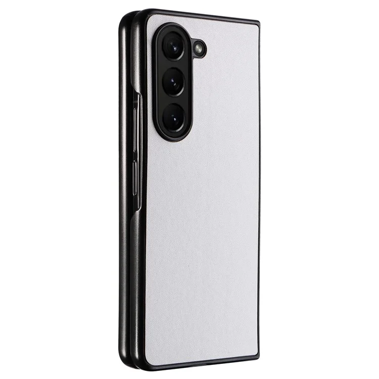 Funda para Samsung Galaxy Z Fold6 5G, de piel sintética + PC, cubierta plegable del teléfono - Blanca