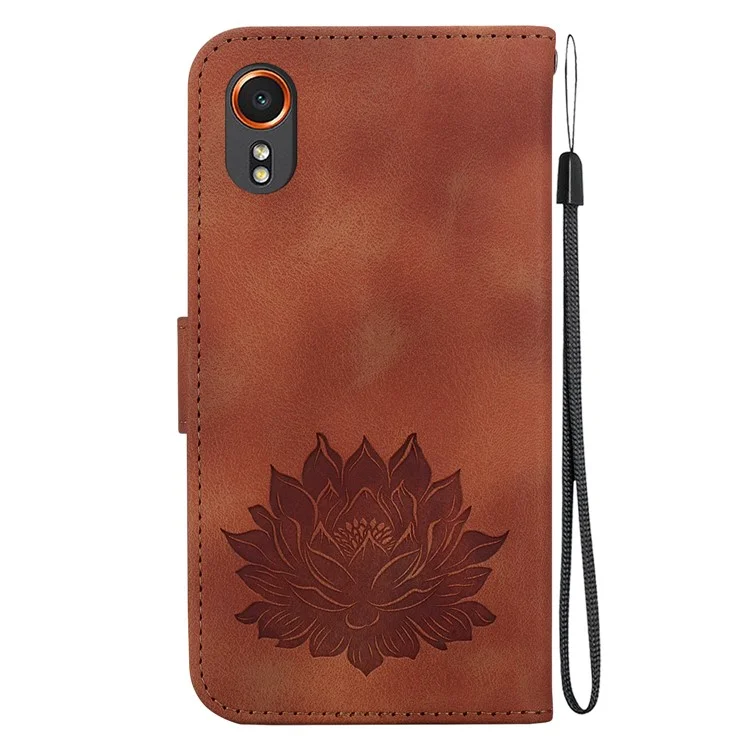 Pour Samsung Galaxy Xcover7 Étui Motif Lotus Housse en Cuir pour Téléphone Fentes pour Cartes / Espèces - Brun