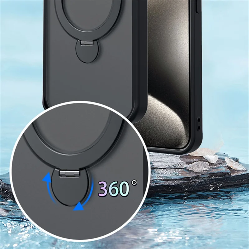 Per iPhone 13 Pro Magnetic Phone Case PC+TPU Ring Kickstand Cell Phone Cover - Nero