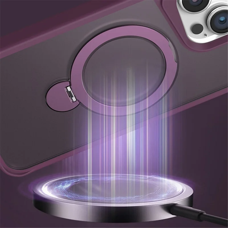 Per iPhone 13 Pro Magnetic Phone Case PC+TPU Ring Kickstand Cell Phone Cover - Nero
