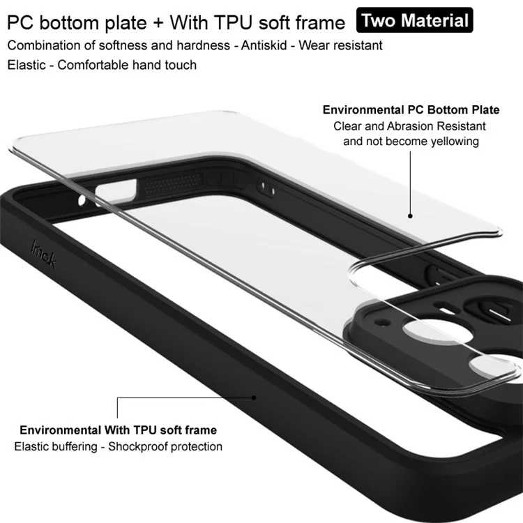 Série IMAK UX-9A pour Motorola Edge 50 Pro 5G Étui Coque TPU+PC Transparente