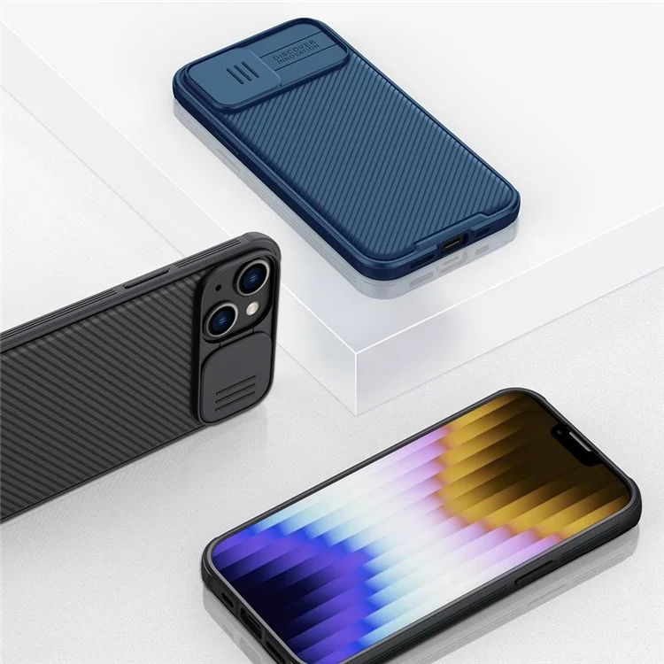 NILLKIN Camshield Pro Series Magnetic Case for iPhone 14 Plus Phone Case Hard PC Soft TPU Phone Protector with Slide Camera Lens Cover - Blue