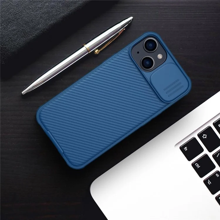 NILLKIN Camshield Pro Series Magnetic Case for iPhone 14 Plus Phone Case Hard PC Soft TPU Phone Protector with Slide Camera Lens Cover - Blue
