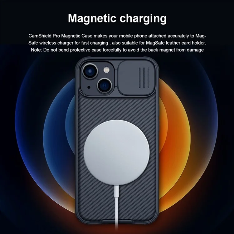 NILLKIN Camshield Pro Series Magnetic Case for iPhone 14 Plus Phone Case Hard PC Soft TPU Phone Protector with Slide Camera Lens Cover - Blue