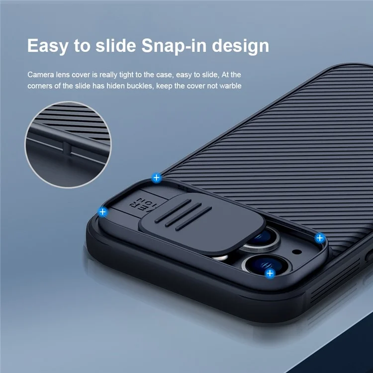 NILLKIN Camshield Pro Series Magnetic Case for iPhone 14 Plus Phone Case Hard PC Soft TPU Phone Protector with Slide Camera Lens Cover - Blue