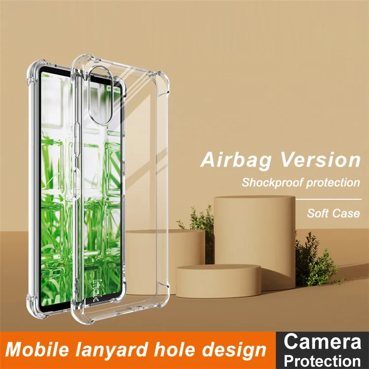 IMAK Para Sony Xperia 10 VI Caja Caída-prueba Protección de la Esquina TPU Funda Teléfono - Transparente