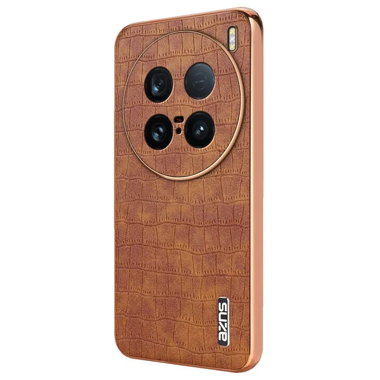 AZNS For vivo X100 Ultra 5G Étui en cuir PU texture crocodile - Marron