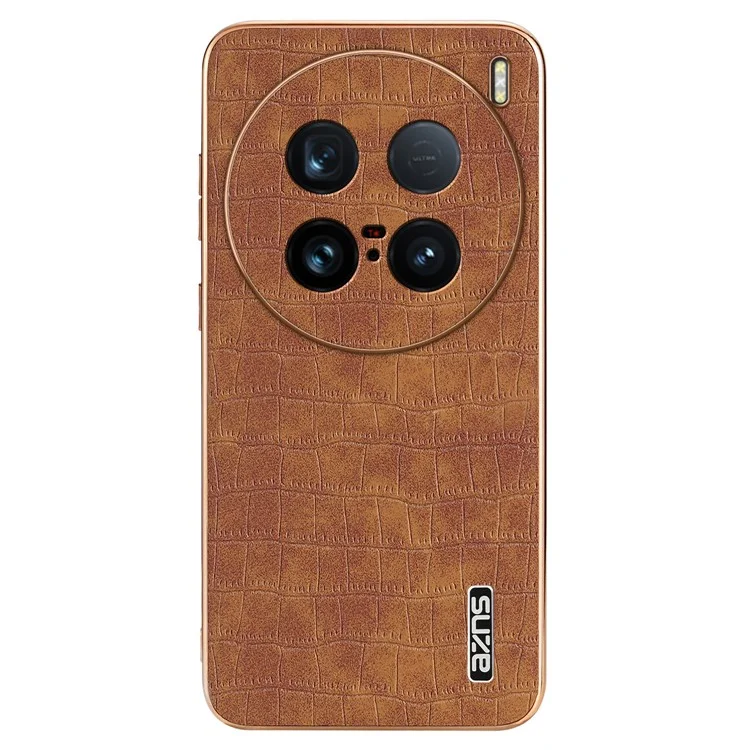 AZNS For vivo X100 Ultra 5G Étui en cuir PU texture crocodile - Marron