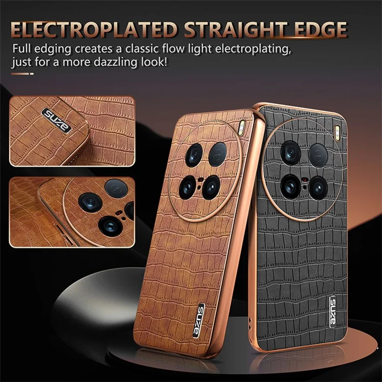 AZNS For vivo X100 Ultra 5G Étui en cuir PU texture crocodile - Marron
