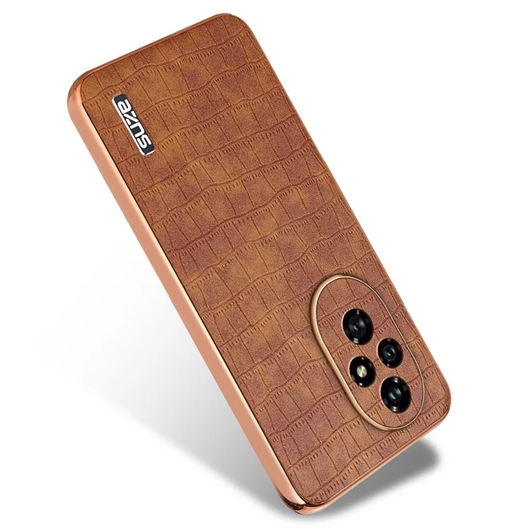 AZNS For Honor 200 Pro 5G Case PU Leather Crocodile Texture Phone Back Cover - Brown